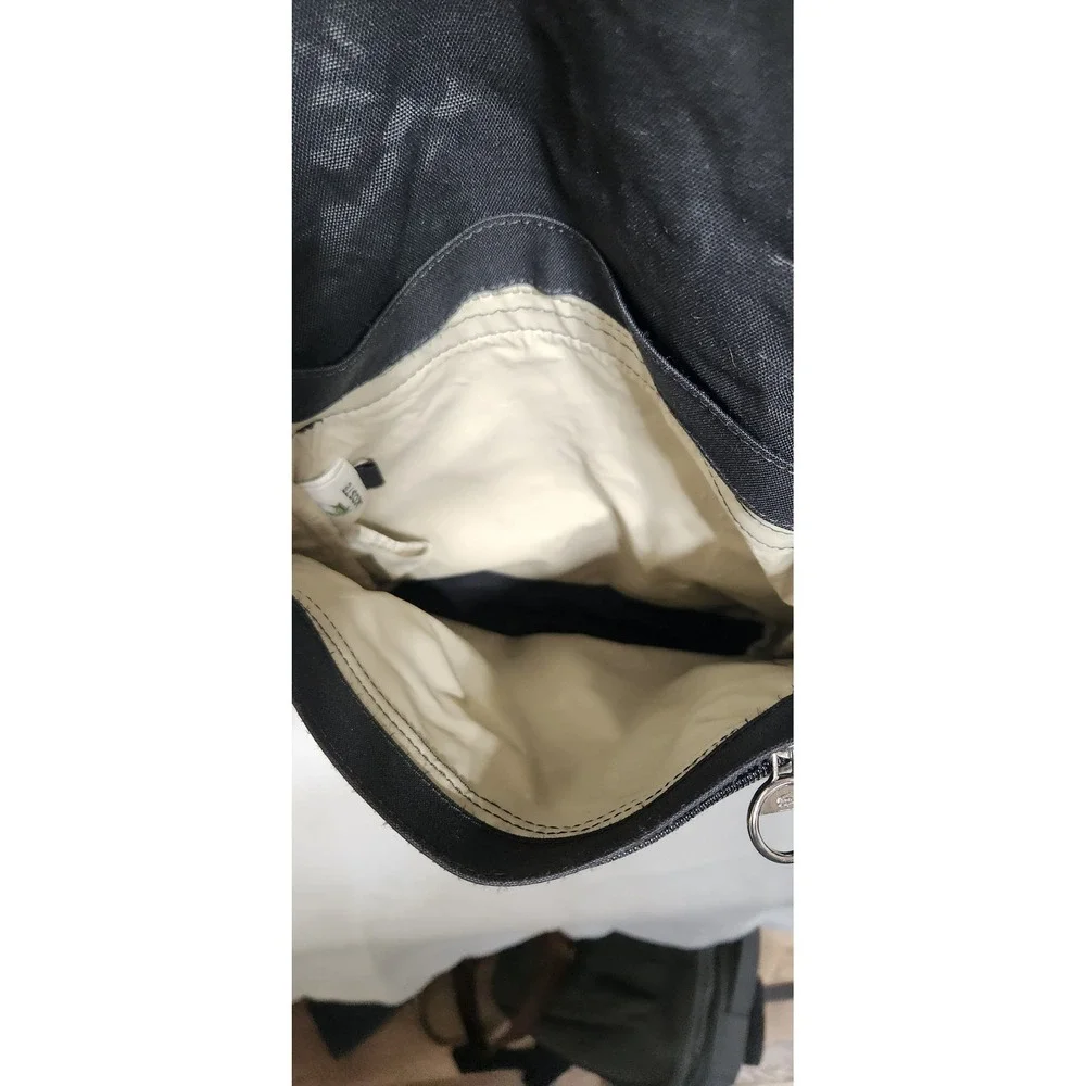 Lacoste Messenger Bag Black Canvas Crossbody Flap Over Sporty Crocodile Logo